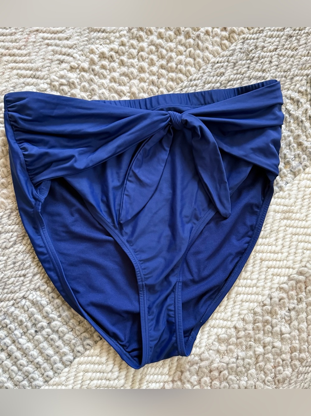 Tie-Front High-Waist Bikini Bottoms - Navy blue nwot 2x 22w tummy control lysa
